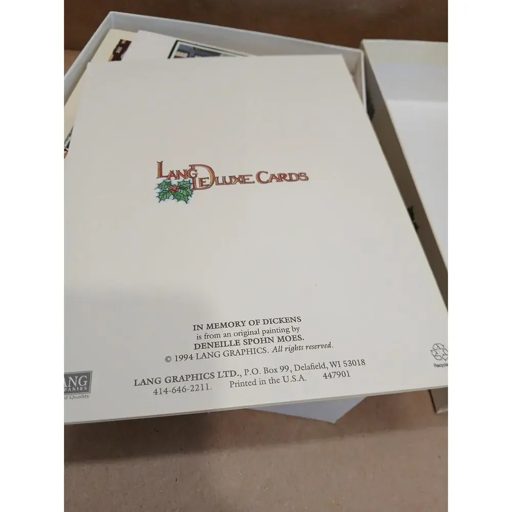Vintage 1994 Lang Deluxe Christmas Cards Boxed Set In Memory of Dickens Embossed